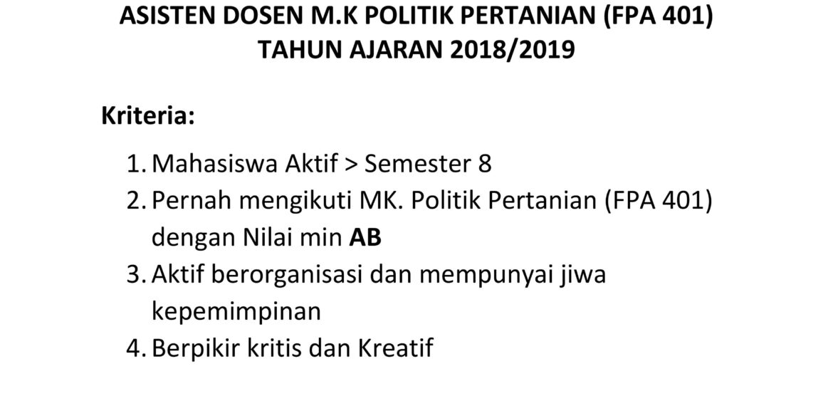 lowongan asdos poltan 2018-2019_2nd Announcement